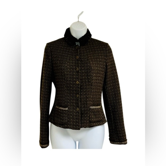 Elie Tahari Fitted Tweed Blazer with Velvet Collar - Picture 11 of 12